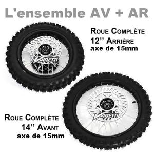 Ensemble 2 roues Pit-Bike acier ( 12" / 14") axe 15mm