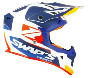 Casque MX blanc/bleu/orange mat (Blur S818) SWAP'S