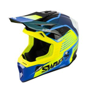 Casque MX jaune/blanc/bleu (Blur S818) SWAP'S