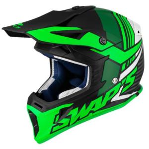Casque MX noir/vert mat (Blur S818) SWAP'S