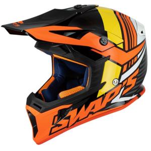 Casque MX noir/rouge/orange brillant (Blur S818) SWAP'S