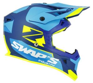 Casque MX bleu/jaune fluo mat (Blur S818) SWAP'S