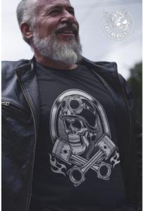 Tee-shirt Kustom-Kulture (Biker Skull noir) Last-Rebels