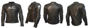 Blouson moto cuir homme/femme Homologués (Super-Sport noir/texte blanc) MITSOU