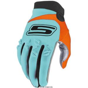 Gants MX / VTT/ route Homologués CE 1KP (bleu/orange fluo) S.LINE 