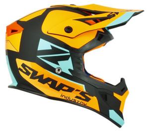 Casque MX noir/orange/bleu mat mat (Blur S818) SWAP'S