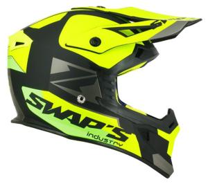Casque MX noir/jaune flu/vert mat (Blur S818) SWAP'S