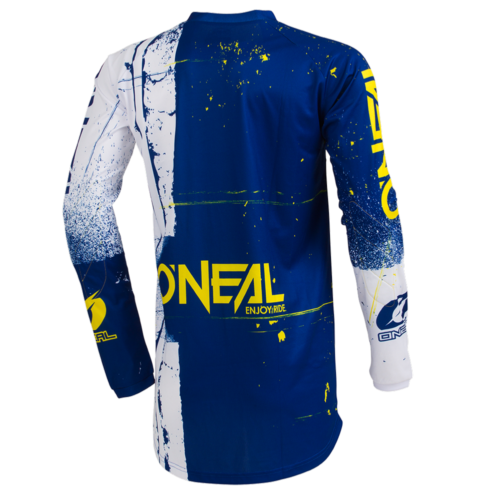 Maglia Motocross O'Neal Element Racewear Bianco Nero, Traspirante E Con Protezione Gomito Imbottita