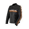 Blouson cuir homme moto route noir/orange Enfield  (homolgué CE) GASOLINE