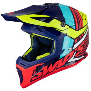 Casque MX bleu/jaune fluo/rouge brillant (Blur S818) SWAP'S